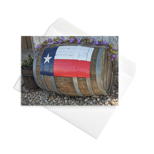 West Coast Wine Style Greeting Card - Lone Star Wine Barrel, Fredericksburg, Texas