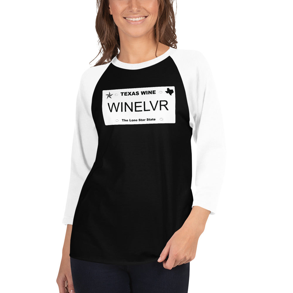 Texas Wine Plate 3/4 Sleeve Raglan Shirt