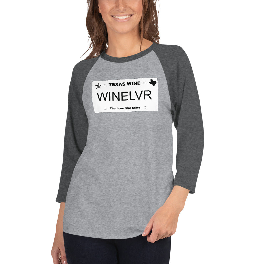 Texas Wine Plate 3/4 Sleeve Raglan Shirt