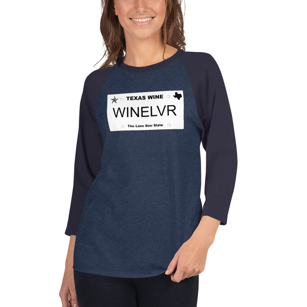 Texas Wine Plate 3/4 Sleeve Raglan Shirt