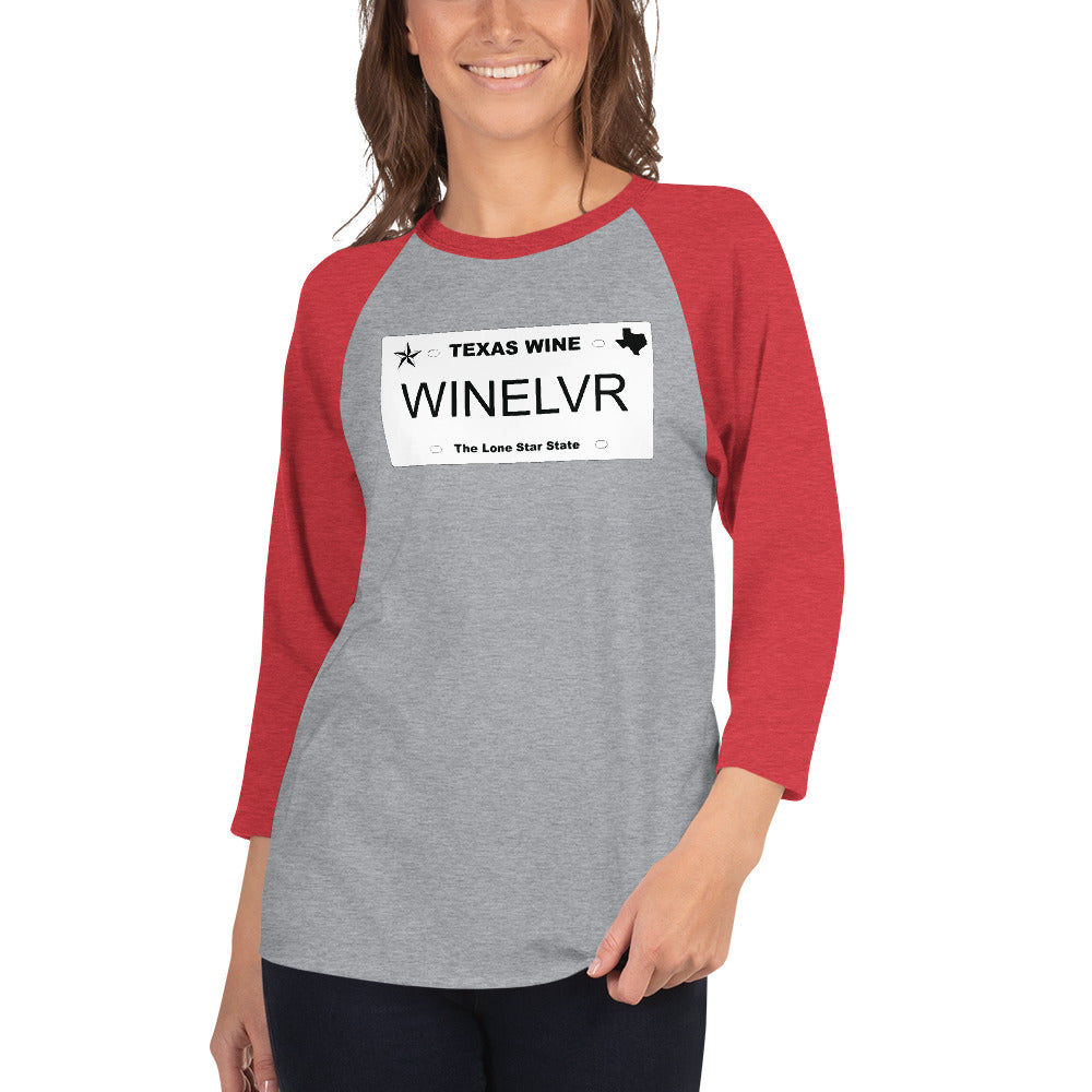 Texas Wine Plate 3/4 Sleeve Raglan Shirt