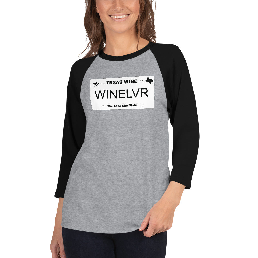 Texas Wine Plate 3/4 Sleeve Raglan Shirt